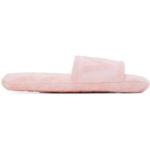 Versace Allover Logo Slippers XL 10.5 43.5 Mens Terry Cotton Pink $150